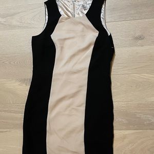 Colorblock tan and black thin dress